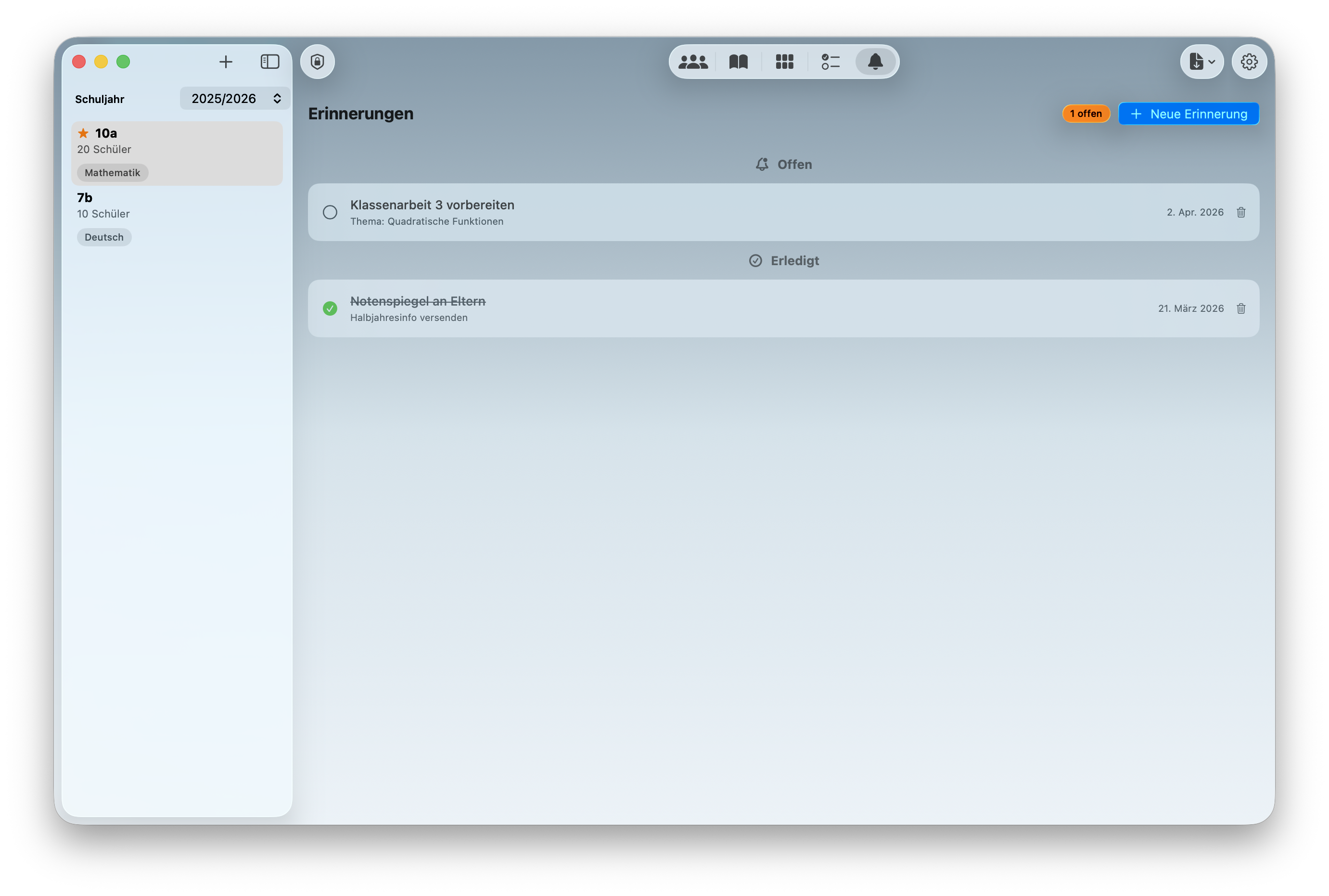 NotenPilot Erinnerungen: Termine und Deadlines verwalten